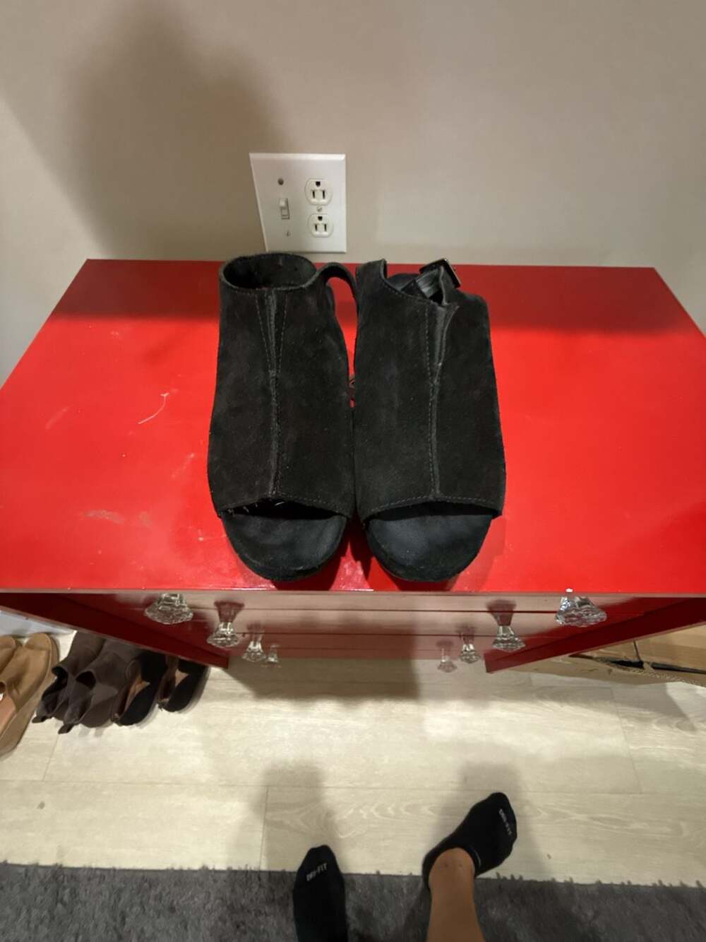 Diba True Black Suede Platform Wedge Sandals Size 8
